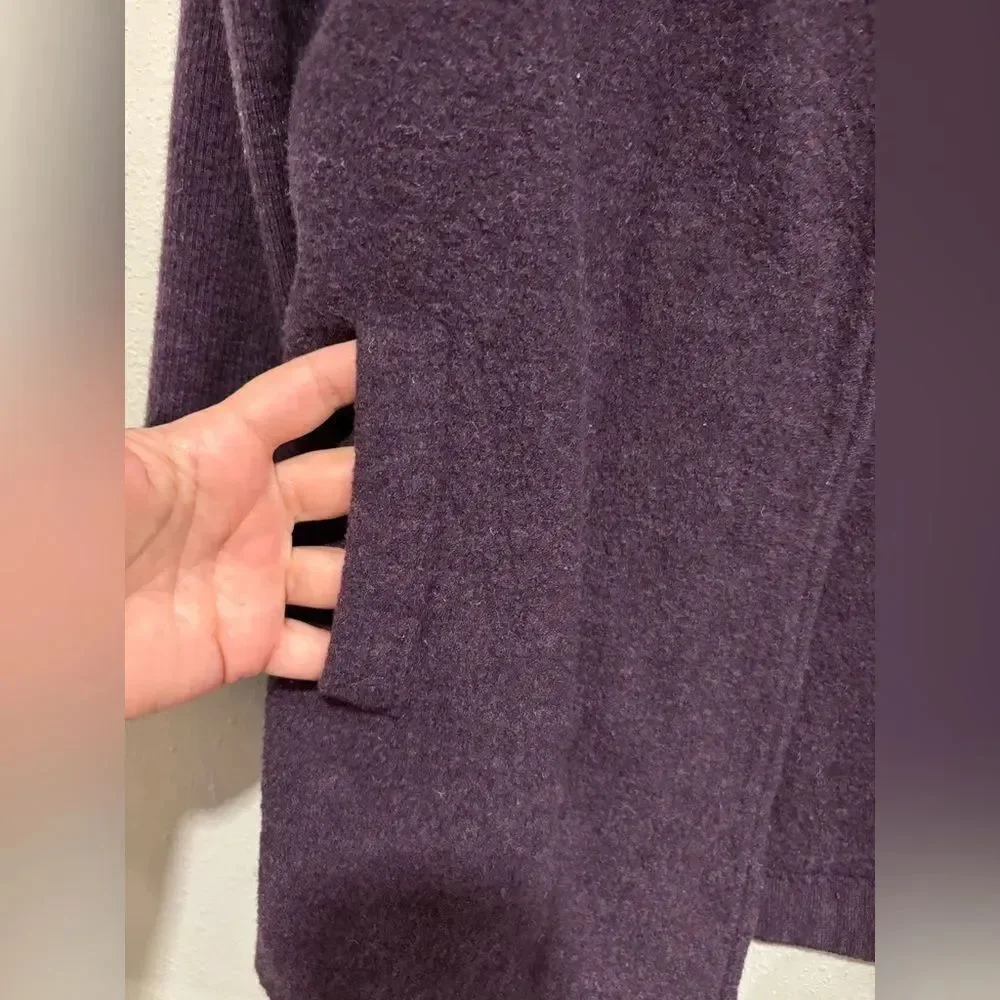 Eileen Fisher Plum Merino Wool Open Front Cardigan Jacket Size Small